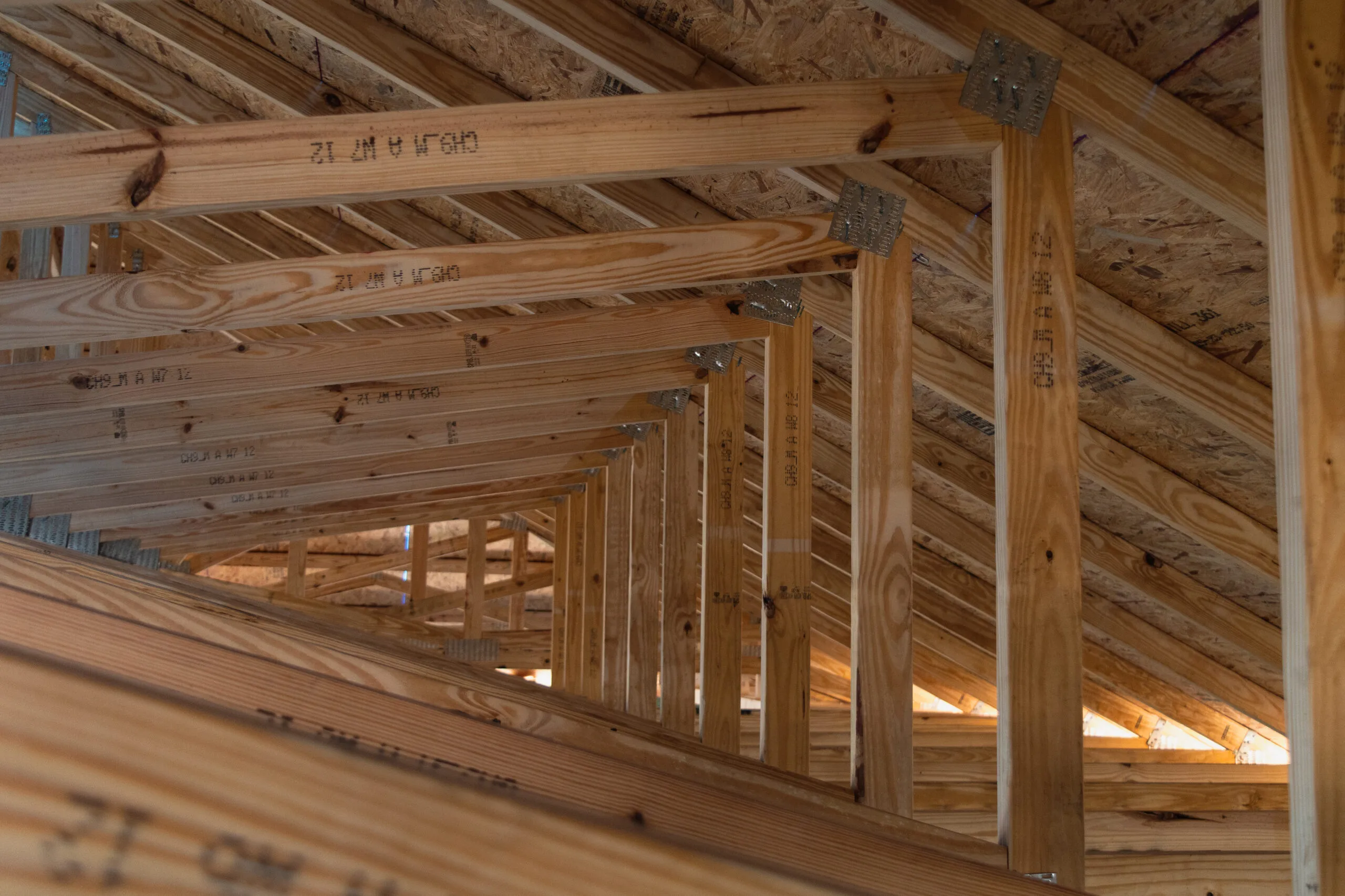 NAJ_9574 Wooden Frame of A House Ceiling Under Construction